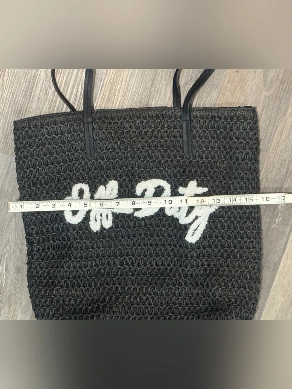 Black Crochet Tote with White 